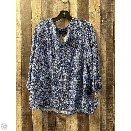 Top 3/4 Sleeve By Cynthia Rowley In Blue, Size: 1x