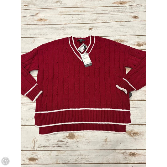 Sweater By Adrianna Papell In Red & White, Size: S