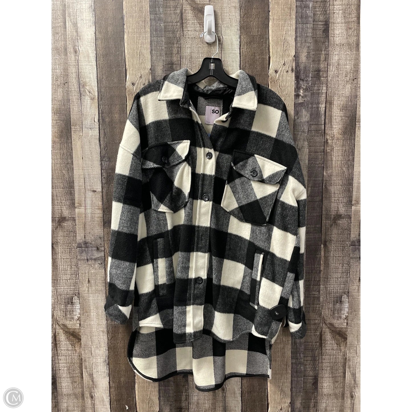 Jacket Shirt By So In Black & White, Size: L