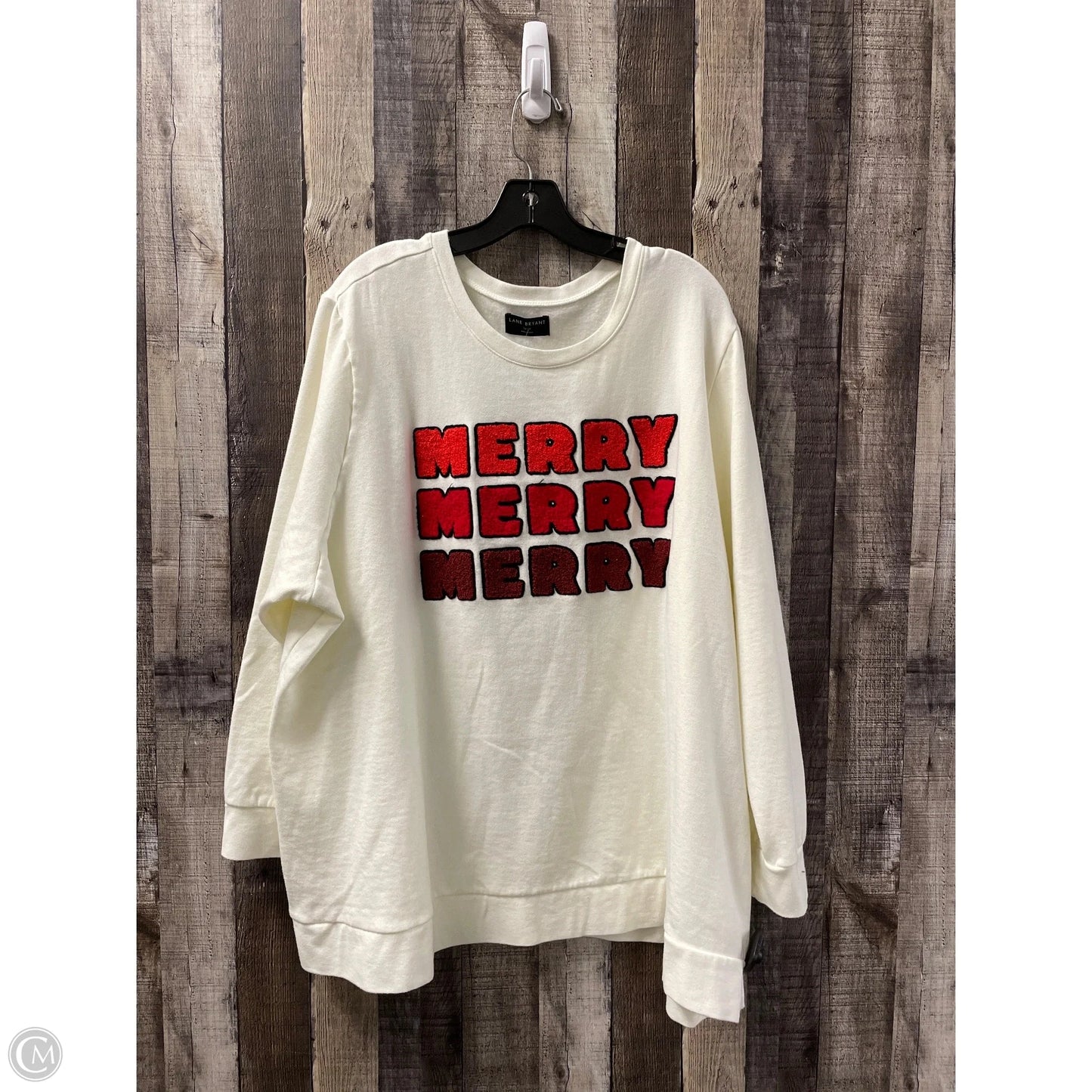 Sweatshirt Crewneck By Lane Bryant In Cream, Size: 4x