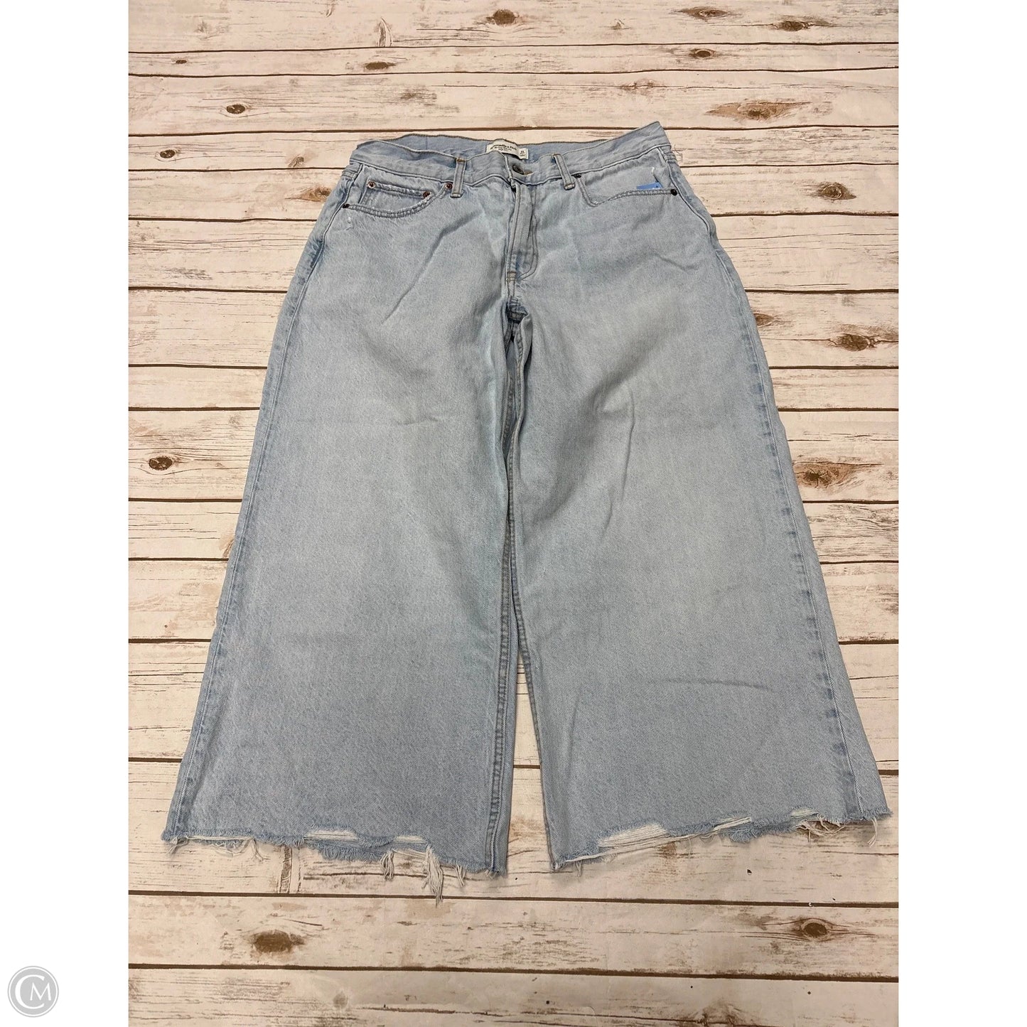 Jeans Wide Leg By Abercrombie And Fitch In Blue Denim, Size: 12