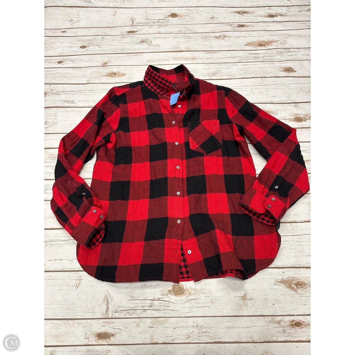 Top Long Sleeve By J. Crew In Plaid Pattern, Size: L