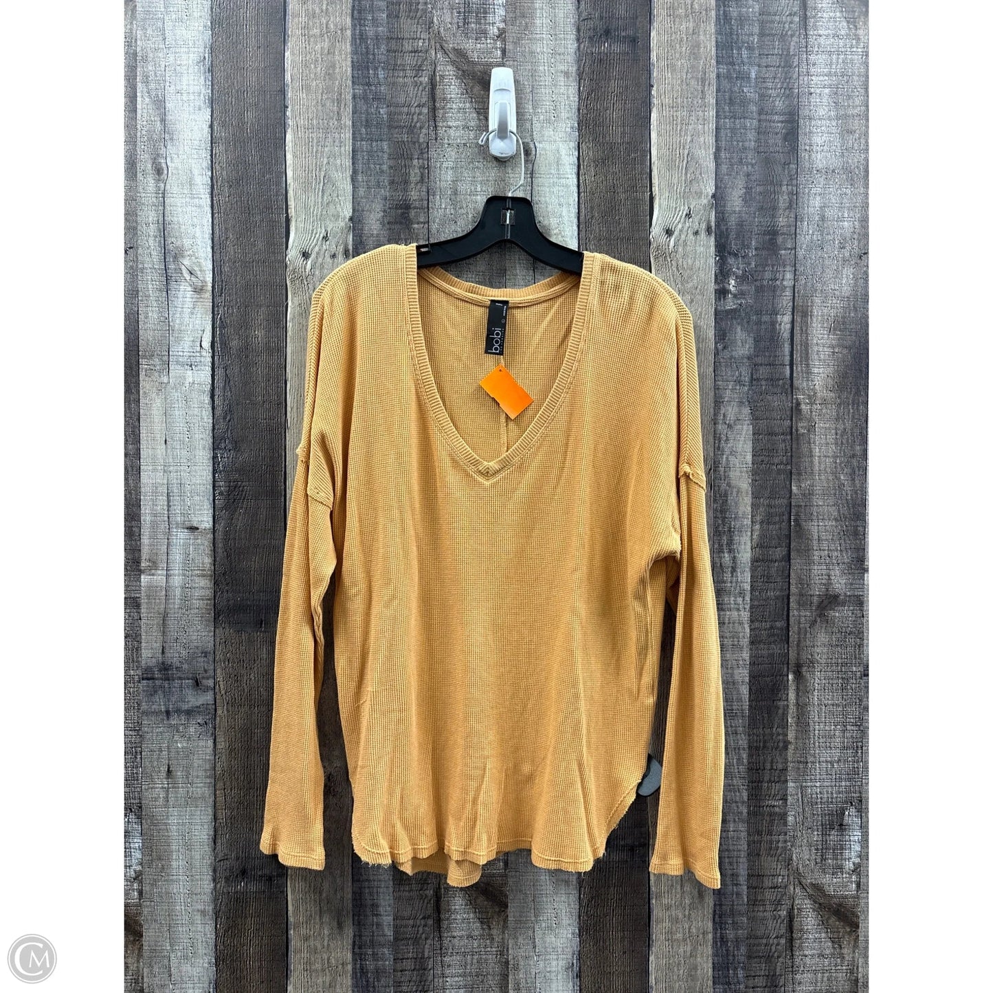 Top Long Sleeve By Bobi In Gold, Size: L
