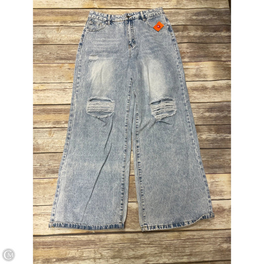 Jeans Wide Leg By Shein In Blue Denim, Size: L
