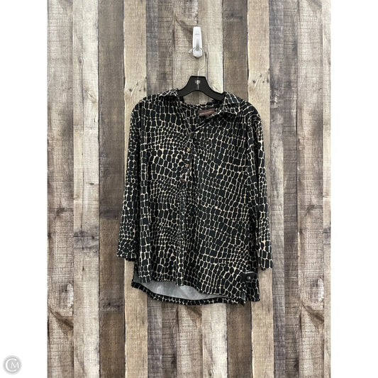Top Long Sleeve By Dana Buchman In Black & Cream, Size: Xl