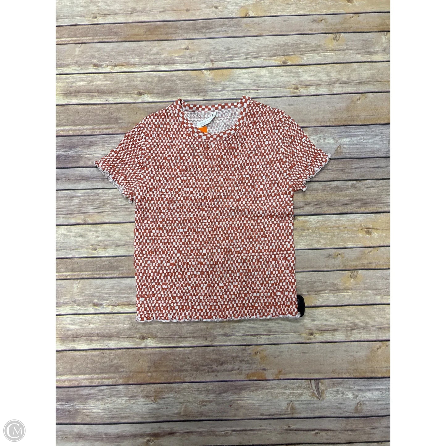 Top Short Sleeve By American Eagle In Checkered Pattern, Size: M