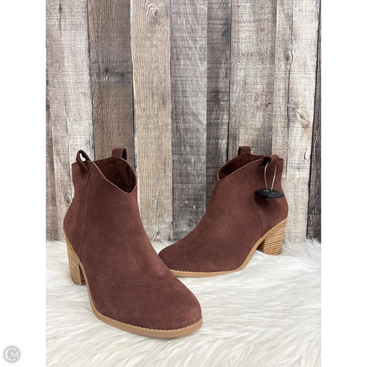 Boots Ankle Heels By Toms In Maroon, Size: 12