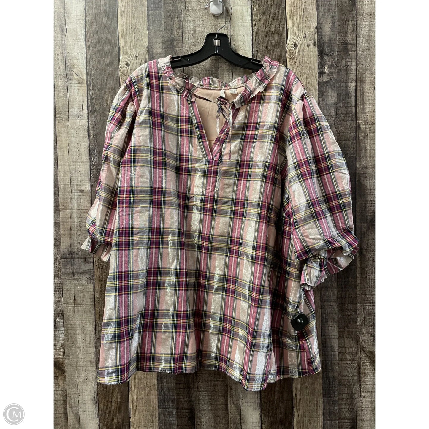Top Long Sleeve By Cato In Plaid Pattern, Size: 4x