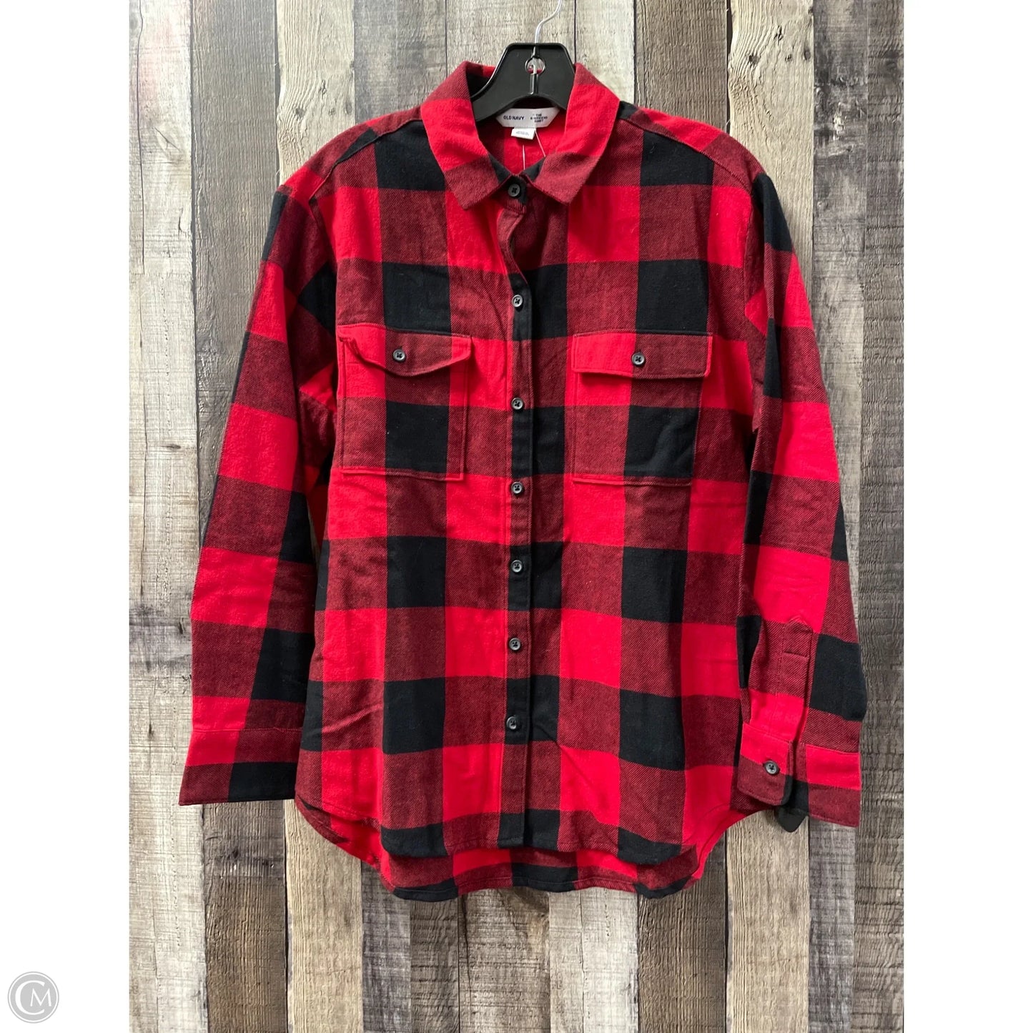 Top Long Sleeve By Old Navy In Plaid Pattern, Size: S