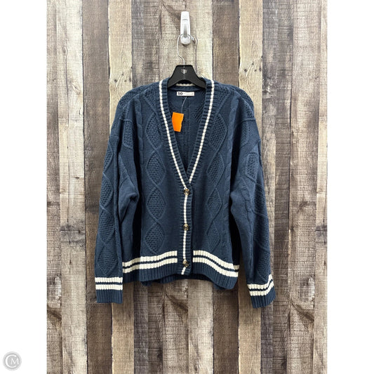 Sweater Cardigan By So In Navy, Size: Xl