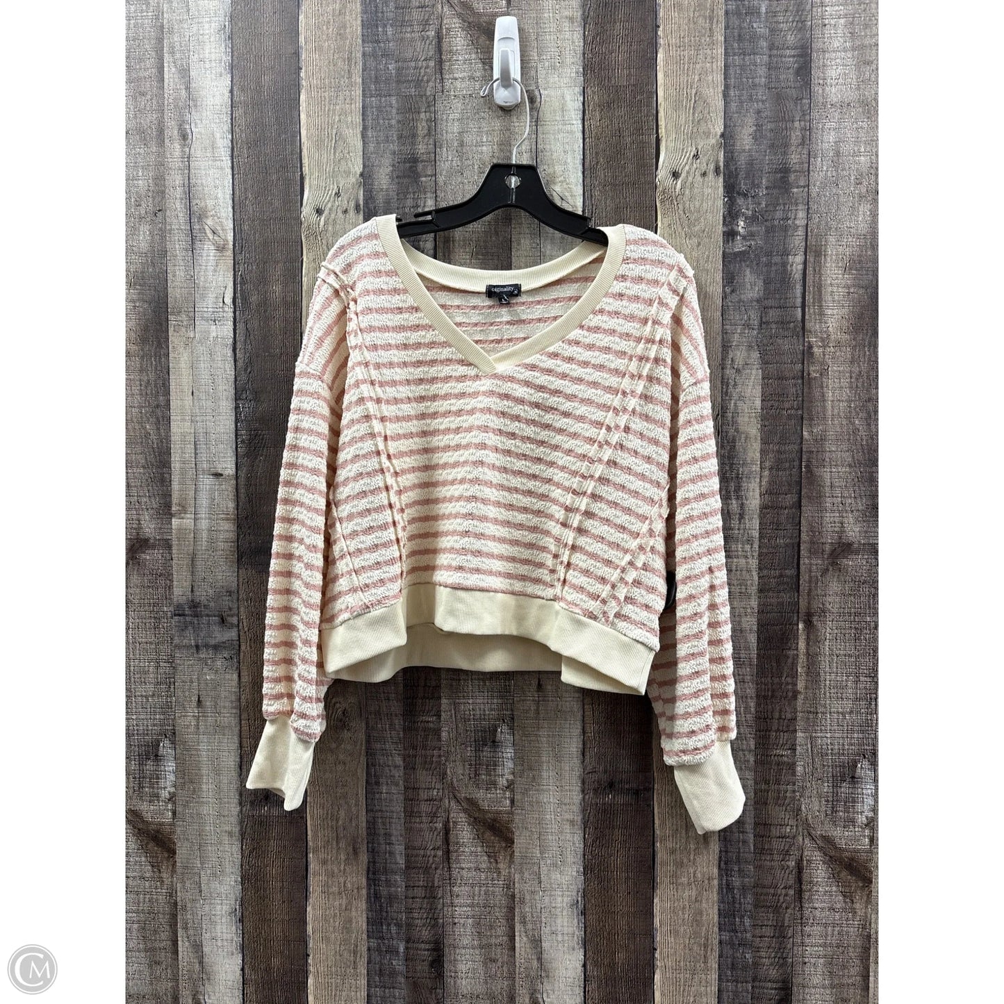 Top Long Sleeve By Originality In Striped Pattern, Size: L