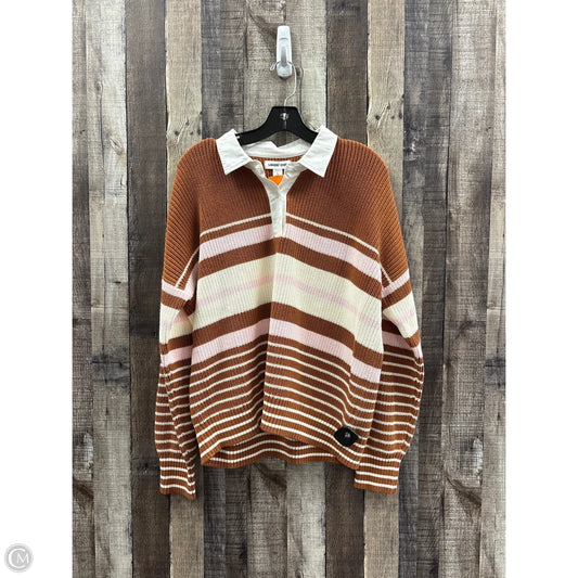 Sweater By Lands End In Brown & Pink, Size: L