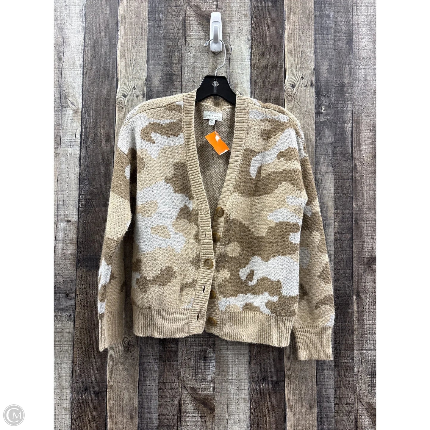 Sweater Cardigan By Lucky Brand In Camouflage Print, Size: S