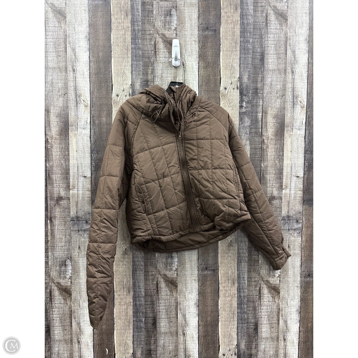 Coat Puffer & Quilted By Thread And Supply In Brown, Size: L