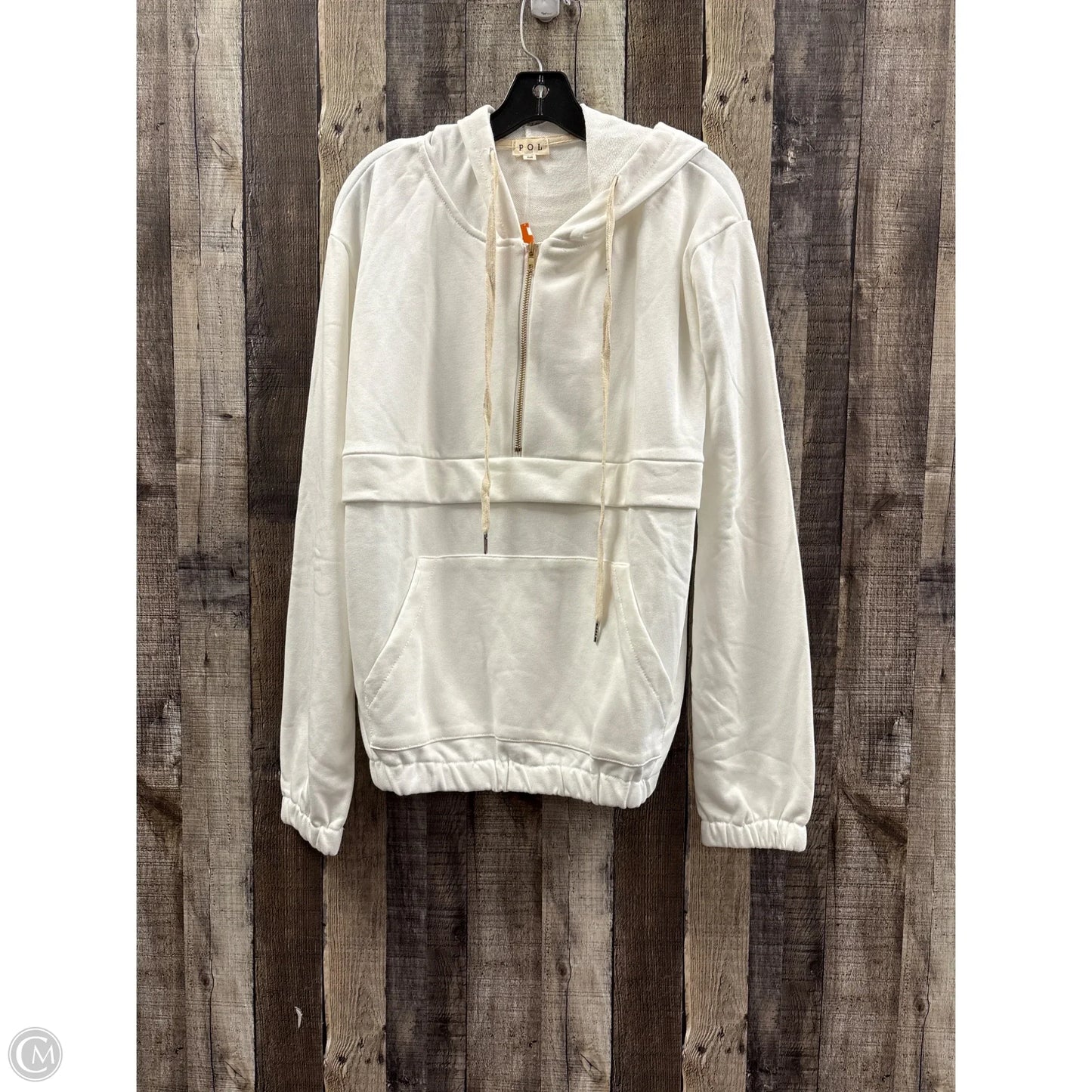 Sweatshirt Hoodie By Pol In White, Size: M