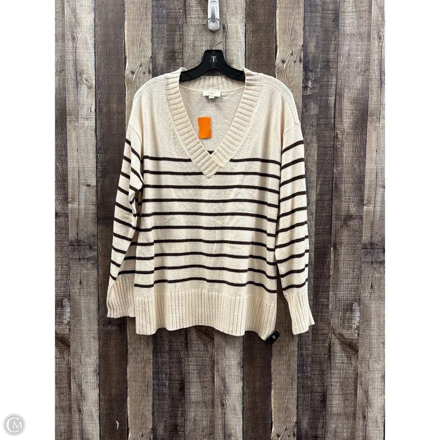 Sweater By Loft In Brown & Cream, Size: M