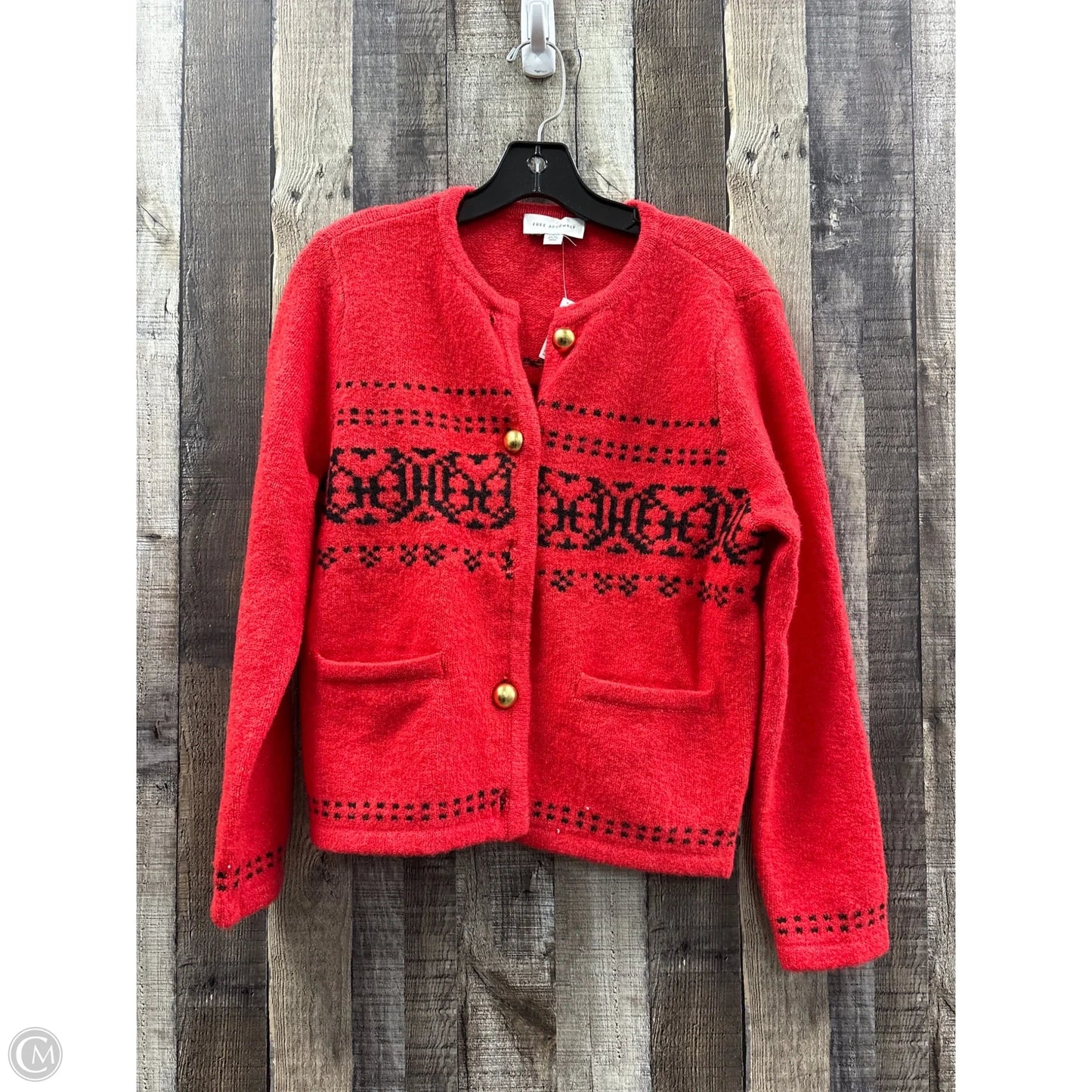 Sweater Cardigan By Free Assembly In Red, Size: S