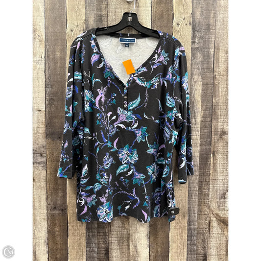 Top 3/4 Sleeve By Karen Scott In Floral Print, Size: 2x