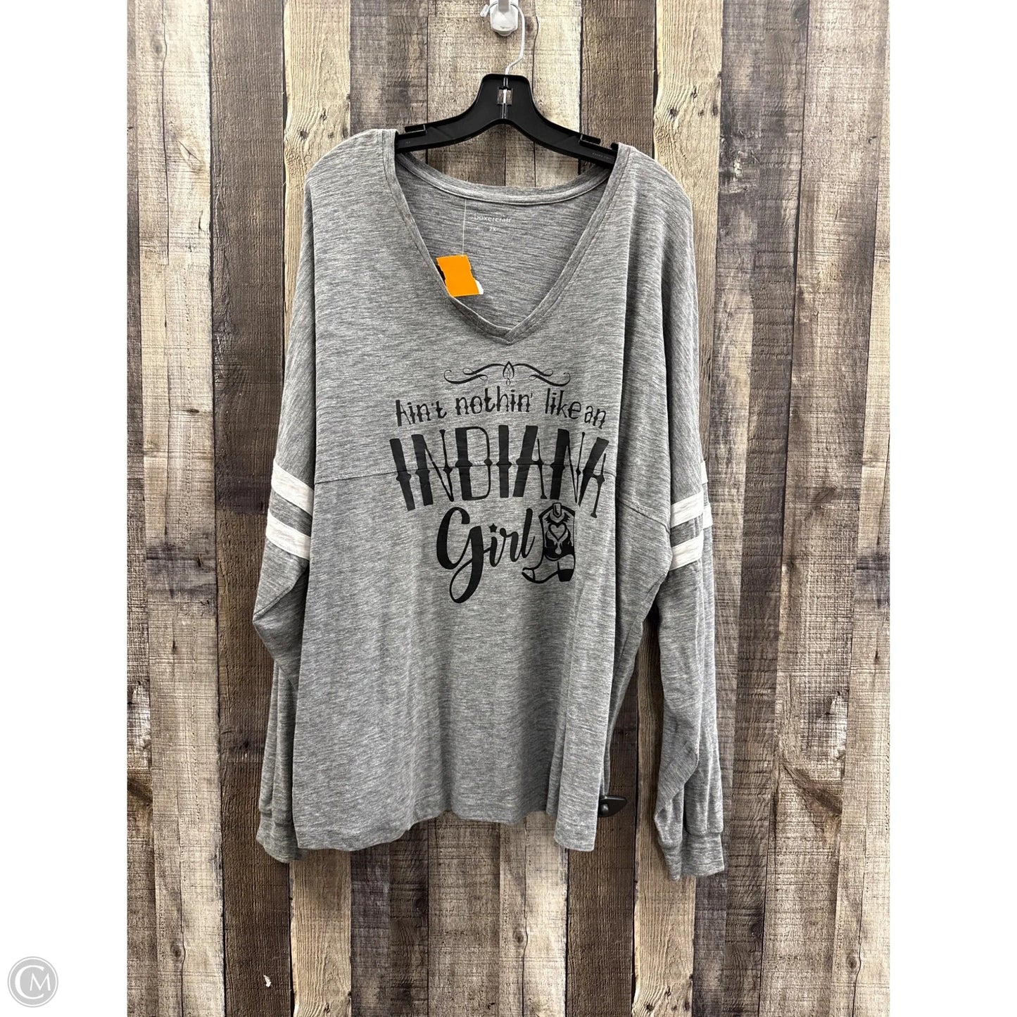 Top Long Sleeve By Cme In Grey, Size: 2x
