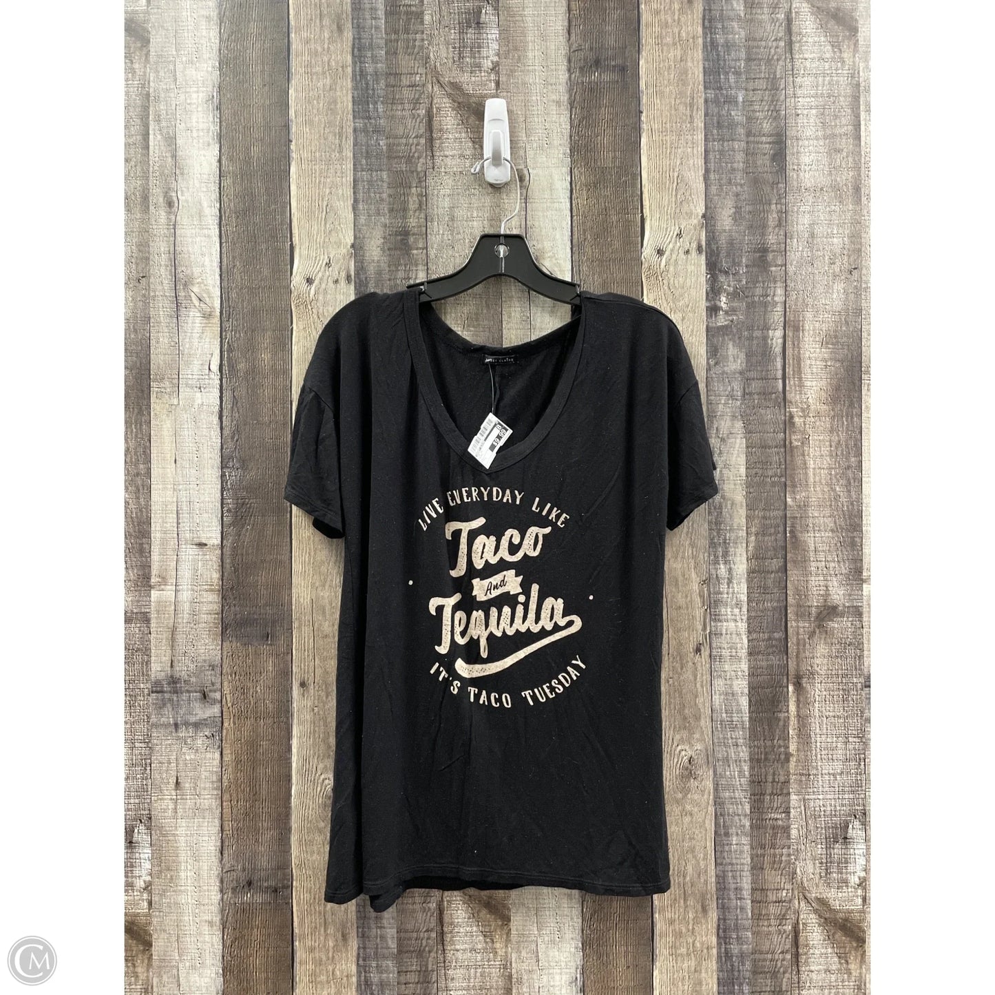 Top Short Sleeve By Sweet Claire In Black, Size: L