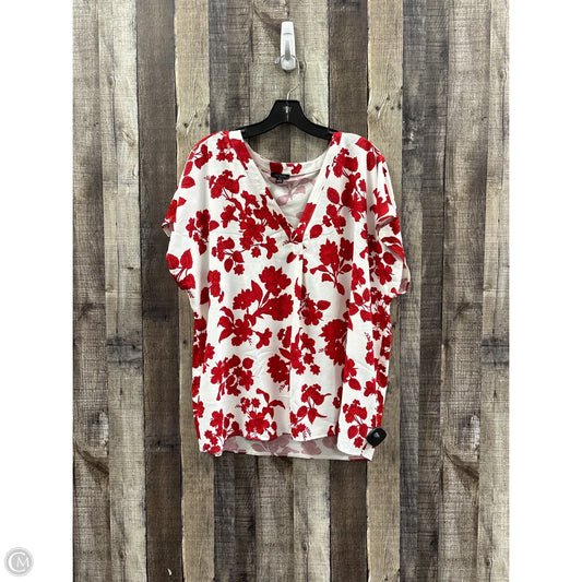 Top Short Sleeve By Ann Taylor In Red & White, Size: Xl