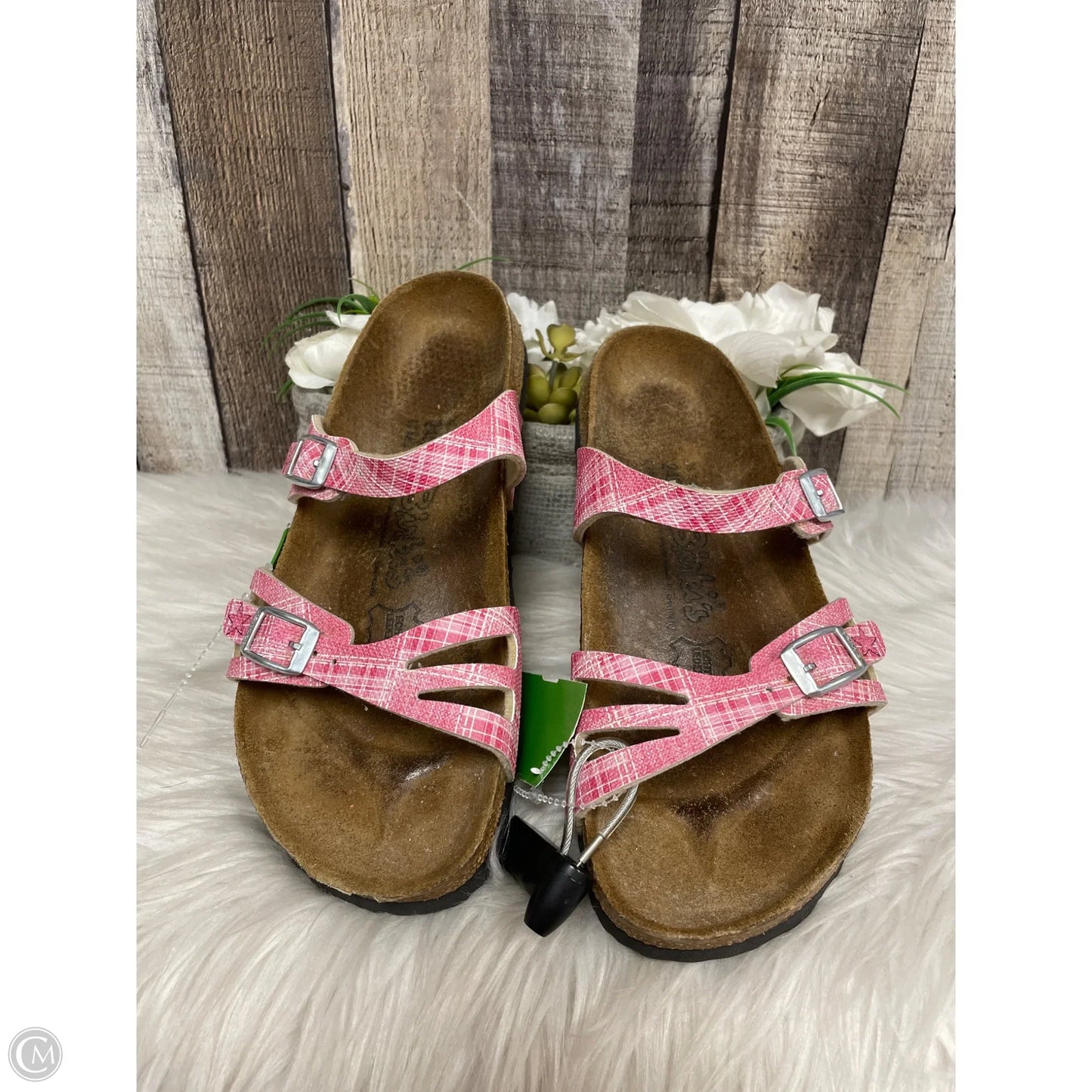 Sandals Flats By Birkenstock In Red & White, Size: 7