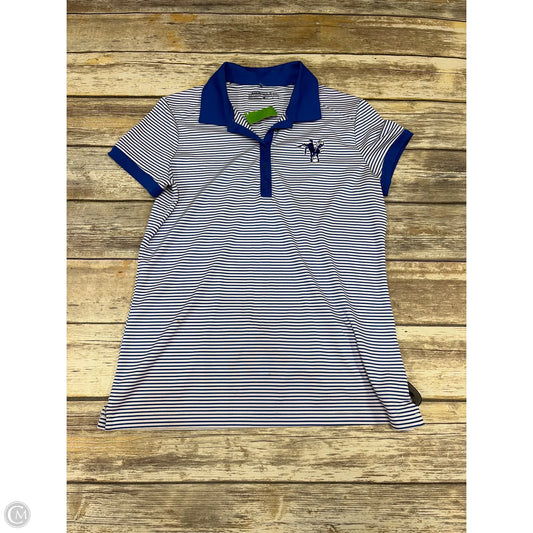 Athletic Top Short Sleeve By Nike In Striped Pattern, Size: M