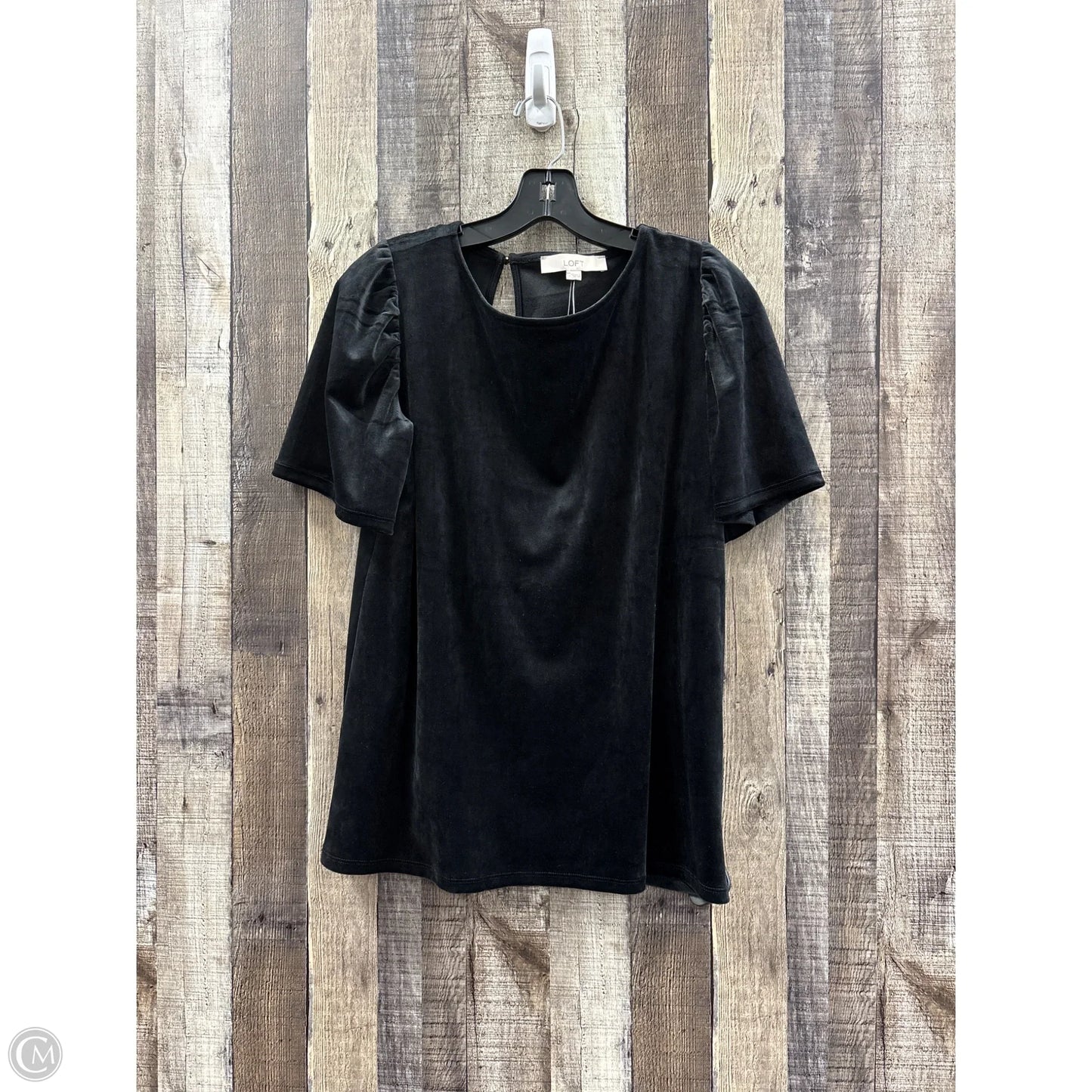 Top Short Sleeve By Loft In Black, Size: L