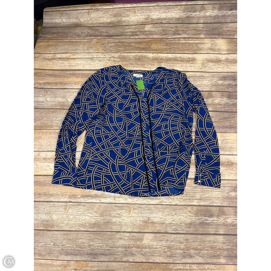 Top Long Sleeve By Calvin Klein In Black & Blue, Size: Xl