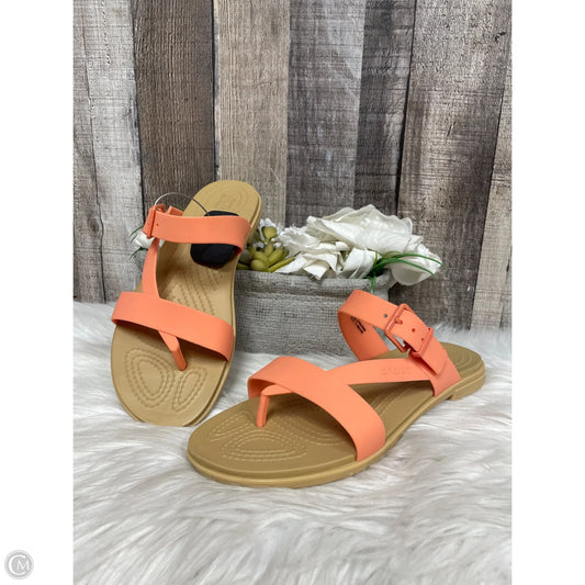 Sandals Flats By Crocs In Orange, Size: 7