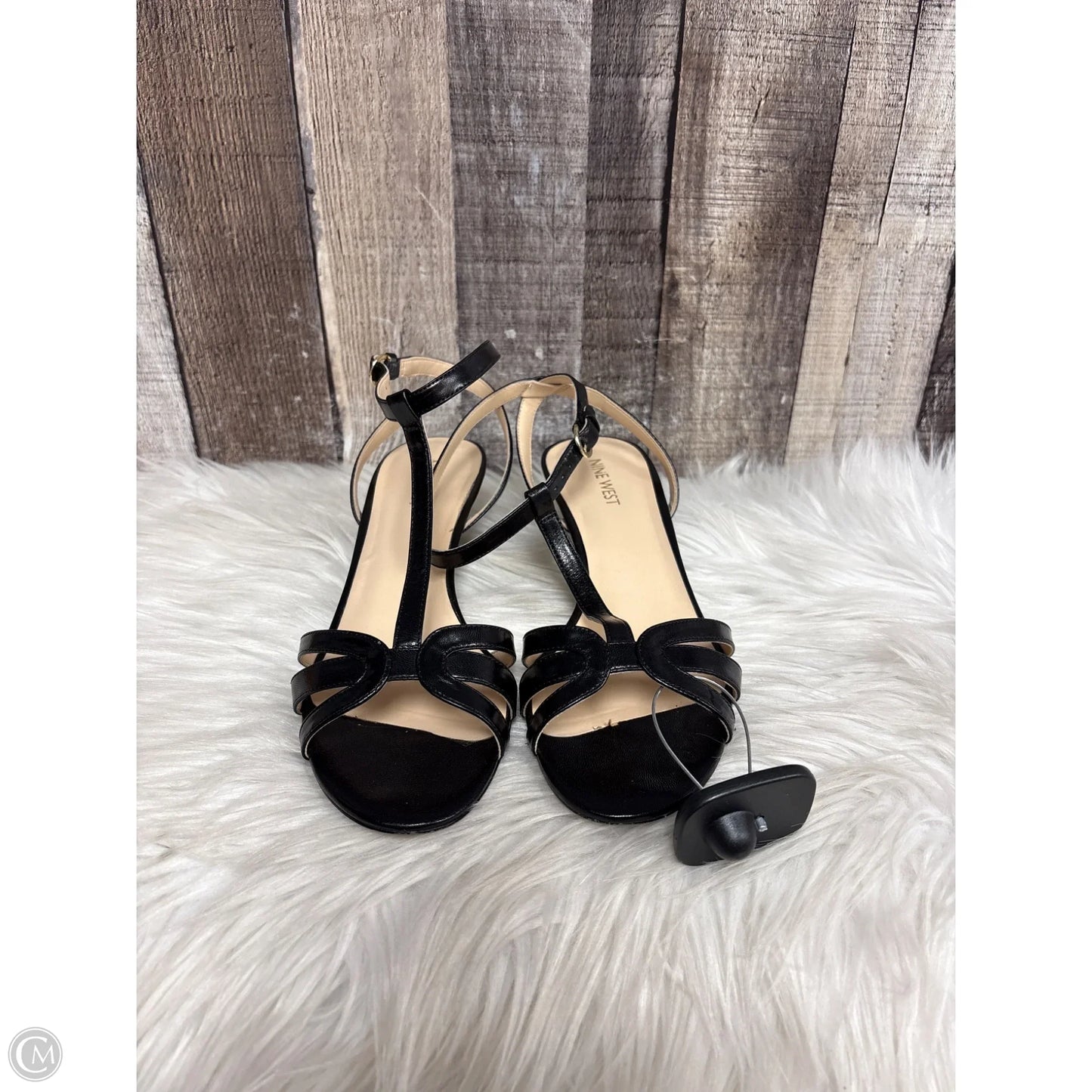 Sandals Heels Kitten By Nine West In Black, Size: 8