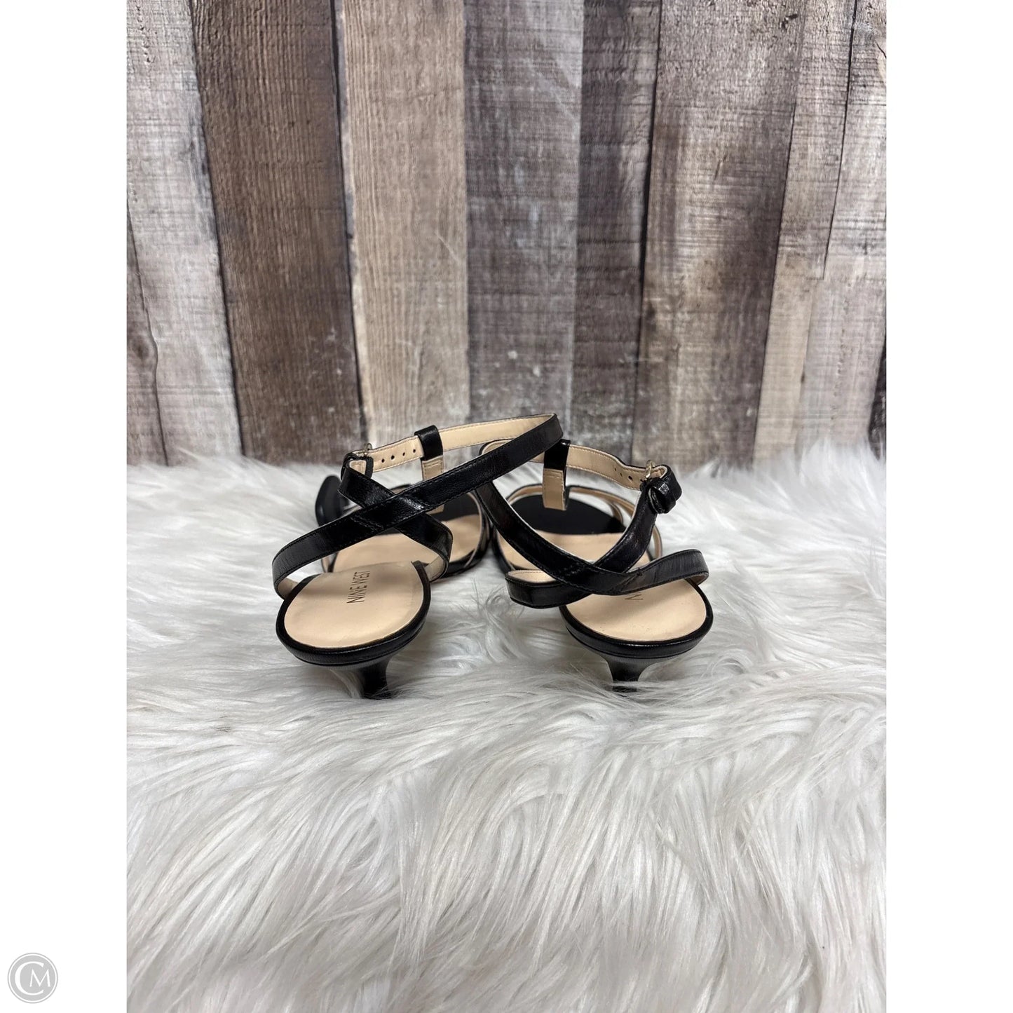 Sandals Heels Kitten By Nine West In Black, Size: 8