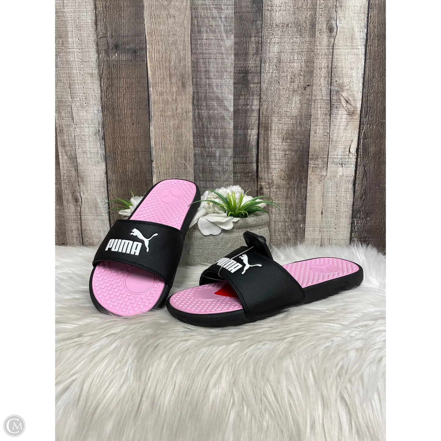Sandals Sport By Puma In Black & Pink, Size: 8