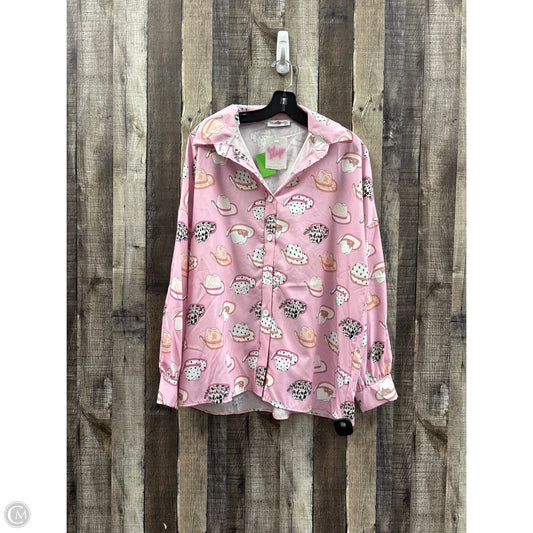 Top Long Sleeve By Cme In Pink, Size: M