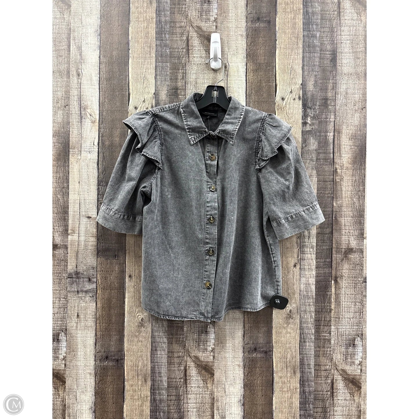 Top Short Sleeve By Who What Wear In Grey, Size: S