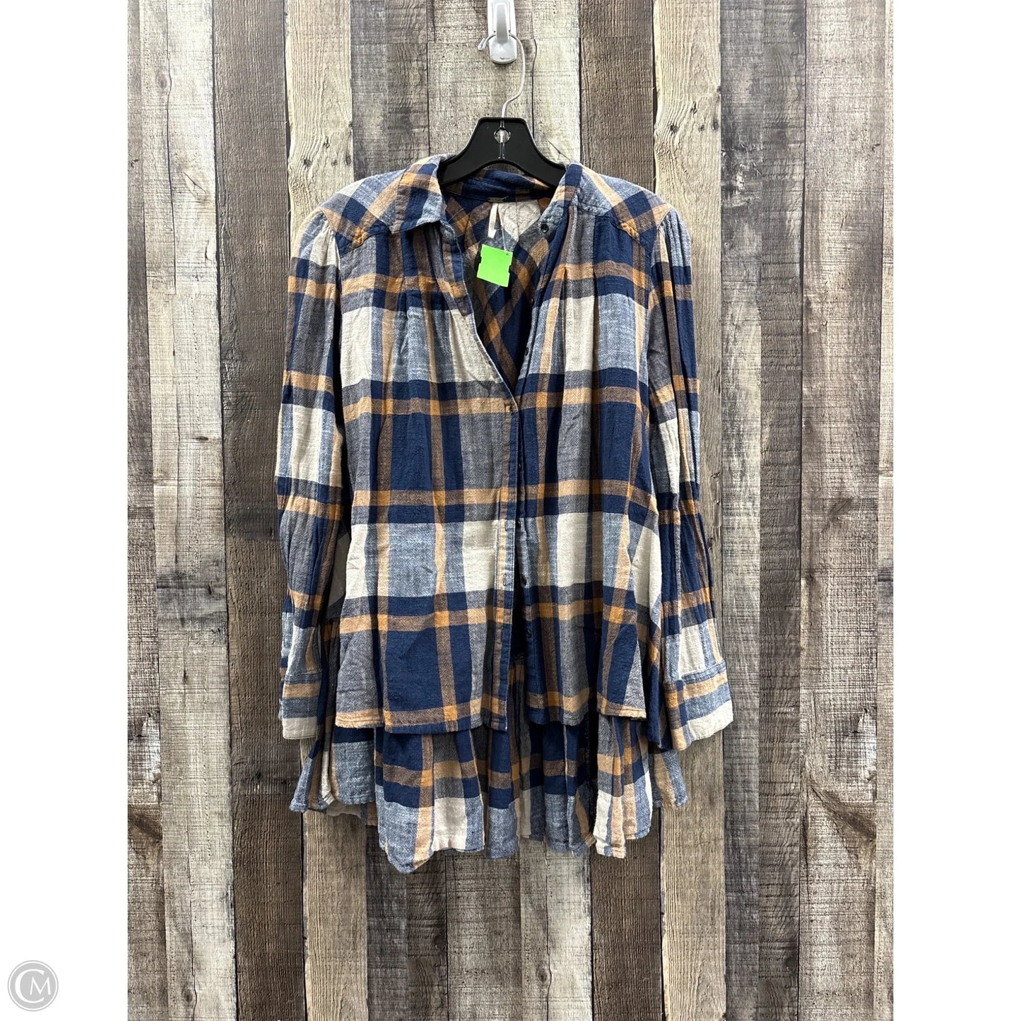 Top Long Sleeve By Free People In Plaid Pattern, Size: Xs