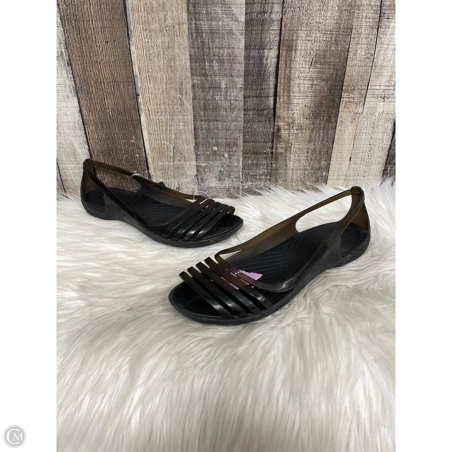 Sandals Flats By Crocs In Black, Size: 9