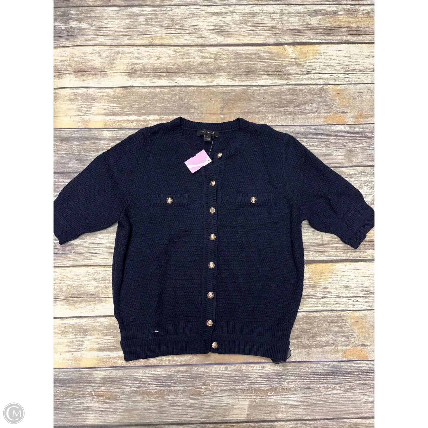 Sweater Cardigan By Ann Taylor In Navy, Size: S