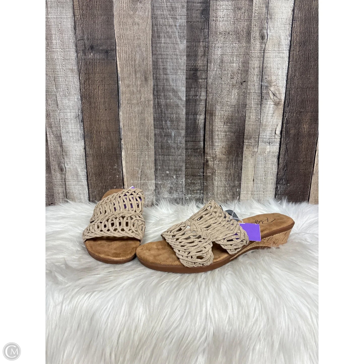 Sandals Heels Wedge By Cme In Tan, Size: 10