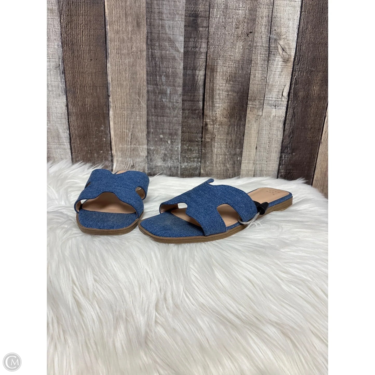 Sandals Flats By A New Day In Blue Denim, Size: 8