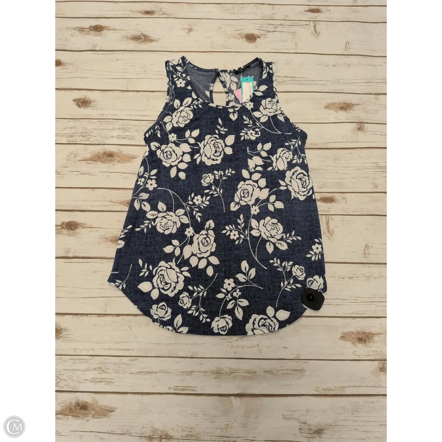 Top Sleeveless By Papermoon In Blue & White, Size: M