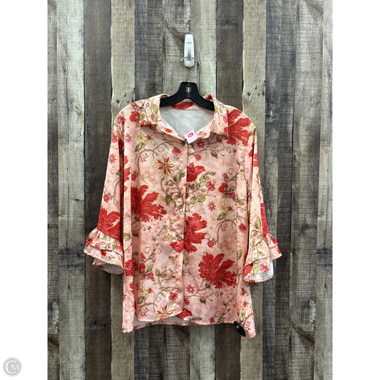 Top 3/4 Sleeve By Cmf In Floral Print, Size: Xl