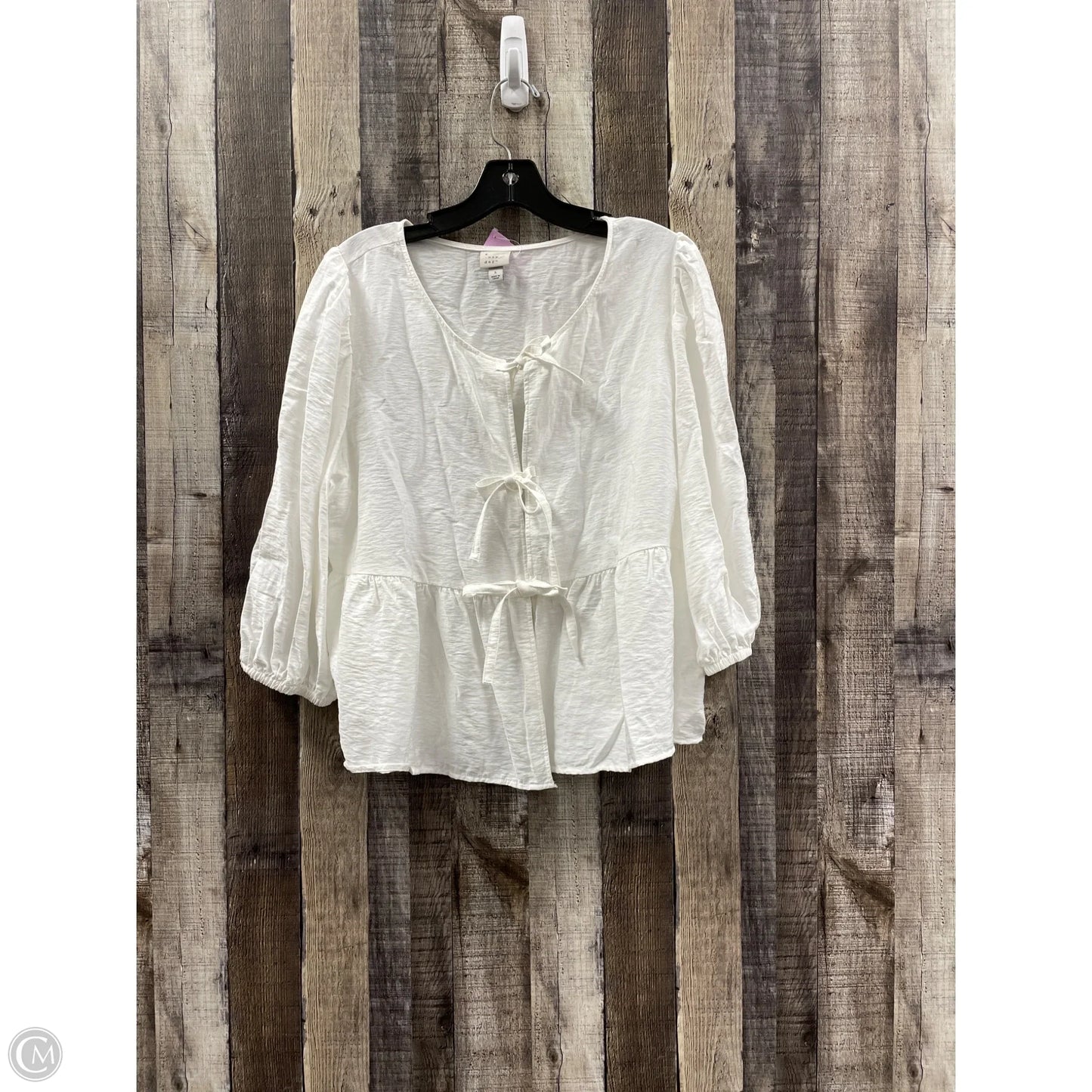 Top 3/4 Sleeve By A New Day In White, Size: L