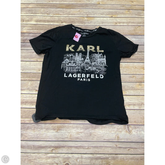 Top Short Sleeve Designer By Karl Lagerfeld In Black, Size: M