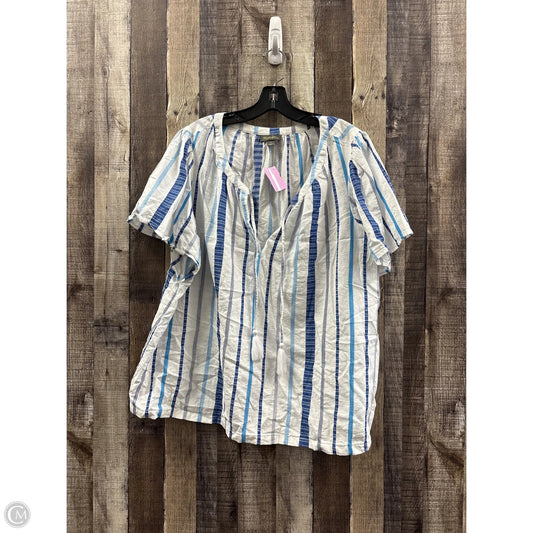 Top Short Sleeve By Style And Company In Blue & White, Size: 2x