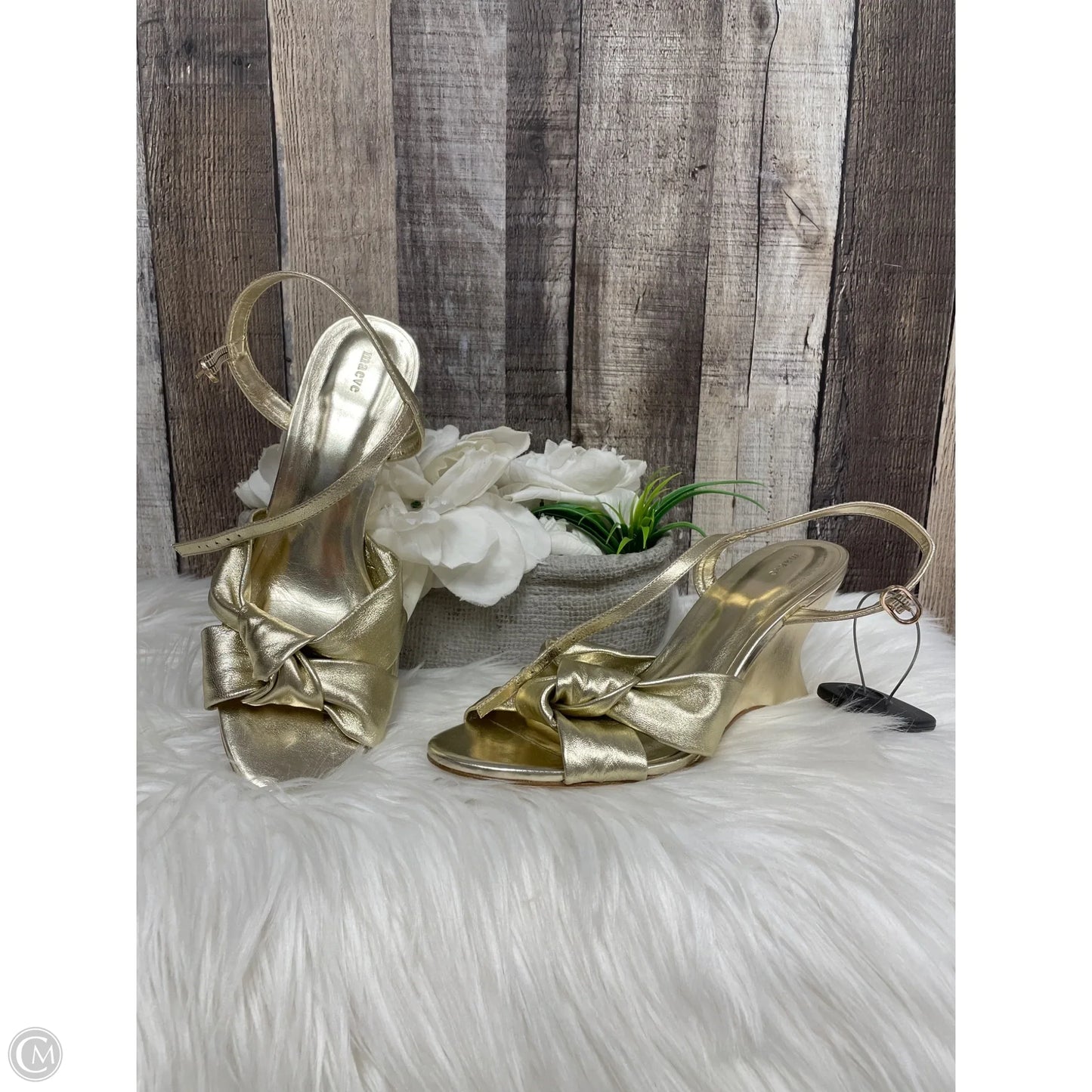 Shoes Heels Wedge By Maeve In Gold, Size: 7
