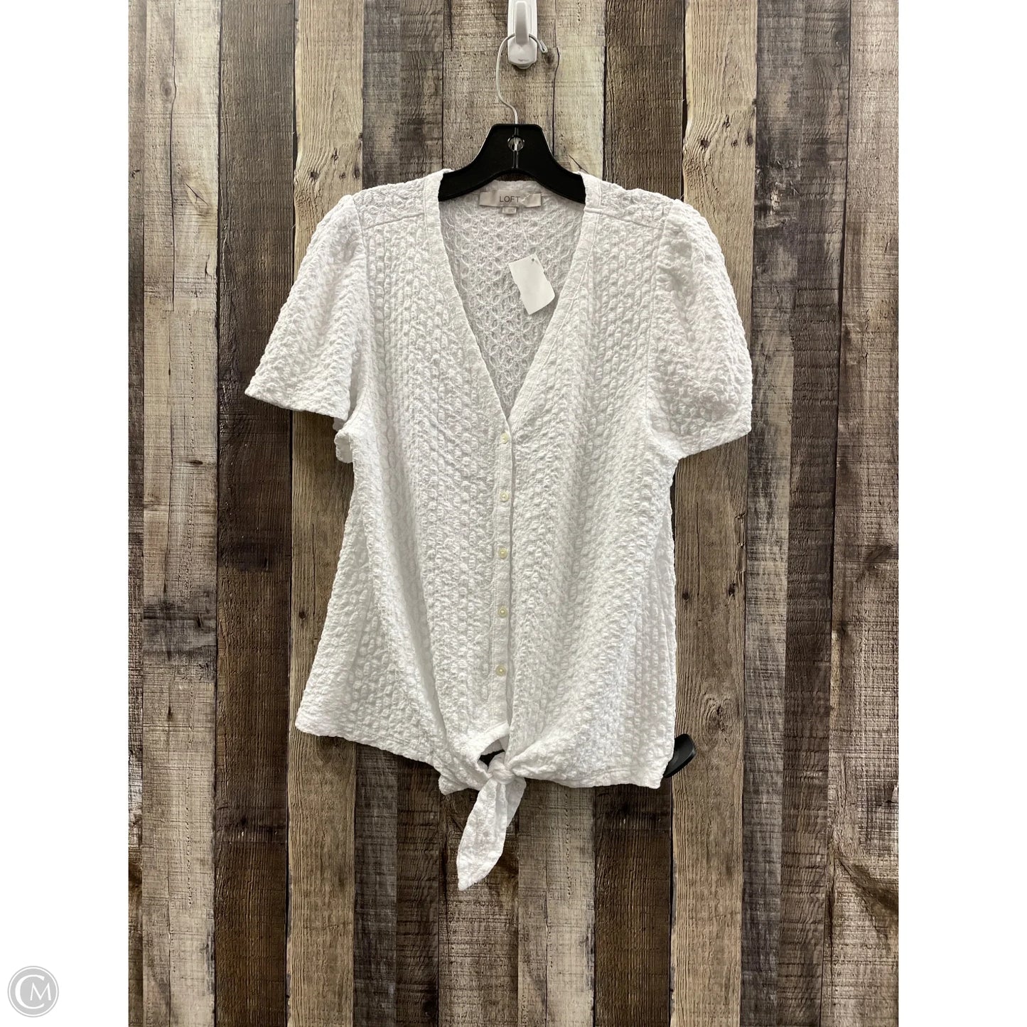 Top Short Sleeve By Loft In White, Size: L