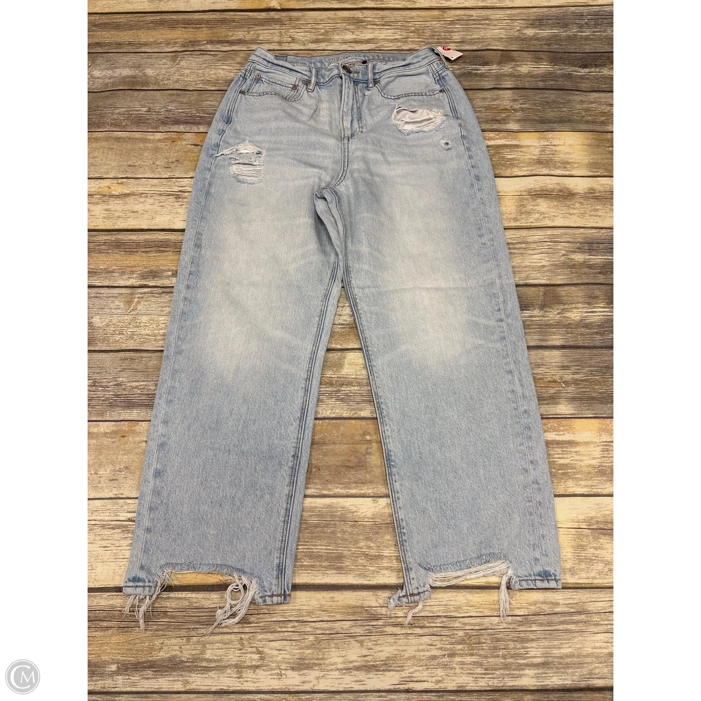 Jeans Straight By American Eagle In Blue Denim, Size: 12