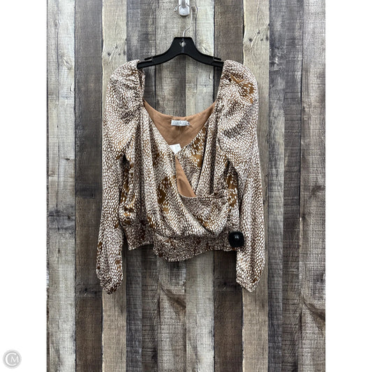 Top Long Sleeve By Lush In Snakeskin Print, Size: L
