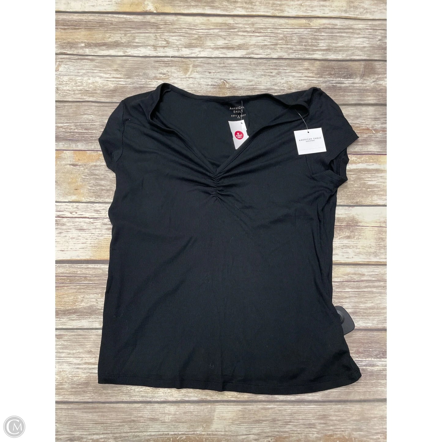Top Short Sleeve Basic By American Eagle In Black, Size: Xl